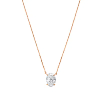 DIANA M JEWELS 14KT ROSE GOLD LAB GROWN OVAL EAST WEST DIAMOND PENDANT WEIGHING 2.00 CT