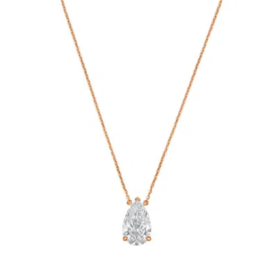 DIANA M JEWELS 14KT ROSE GOLD LAB GROWN PEAR EAST WEST DIAMOND PENDANT WEIGHING 15.00 CT