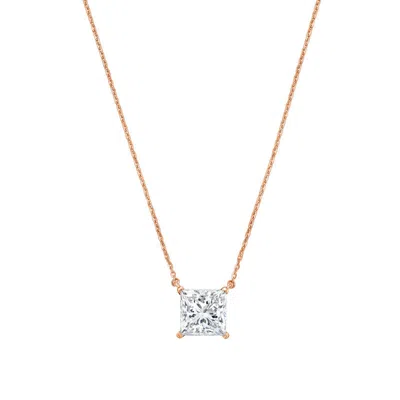 Diana M Jewels 14kt Rose Gold Lab Grown Princess Cut East West Diamond Pendant Weighing 10.00 Ct In Neutral