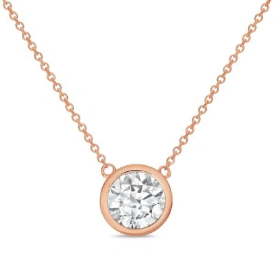 Diana M Jewels 14kt Rose Gold Lab Grown Round Diamond Cut Bezel Pendant Weighing 10.00 Ct In Metallic