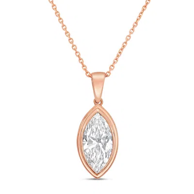 Diana M Jewels 14kt Rose Gold2.00 Ct Lab Grown Marquise Bezel With Bail Pendant