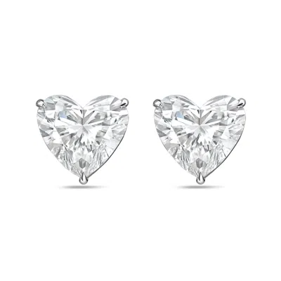 Diana M Jewels 14kt White Gold 1.00 Cts Lab Grown Heart Shaped Diamond Studs In Silver