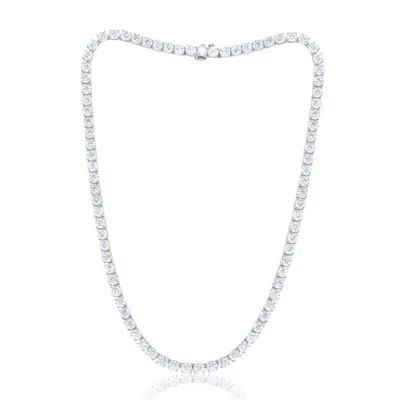 Diana M Jewels 14kt White Gold 43.14cts Lab Grown Diamond Straight Line Tennis Necklace In Metallic