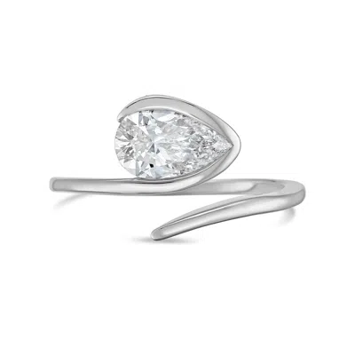 Diana M Jewels 14kt White Gold 5.00 Cts Lab Grown Pear Shape Diamond Fashion Ring In Metallic