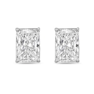 Diana M Jewels 14kt White Gold 6.00 Cts Lab Grown Radiant Cut Diamond Studs In Silver