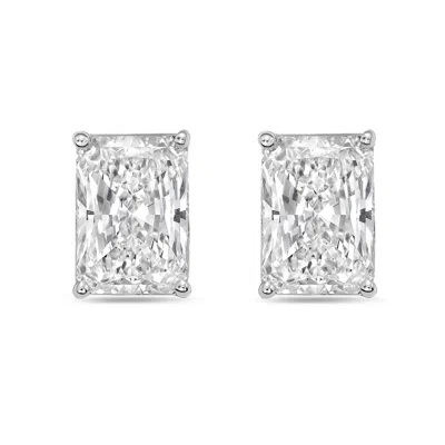 Diana M Jewels 14kt White Gold 7.00 Cts Lab Grown Radiant Cut Diamond Studs In Silver