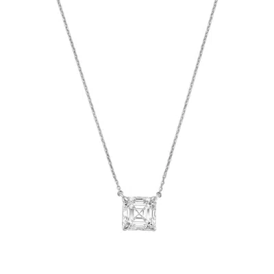 Diana M Jewels 14kt White Gold Lab Grown Asscher Cut East West Diamond Pendant Weighing 1.00 Ct In Metallic