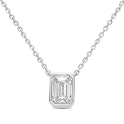 Diana M Jewels 14kt White Gold Lab Grown Emerald Bezel Pendant Weighing 10.00 Ct In Metallic