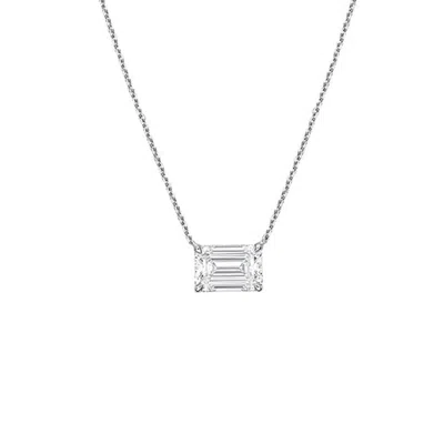 Diana M Jewels 14kt White Gold Lab Grown Emerald East West Diamond Pendant Weighing 15.00 Cts In Metallic