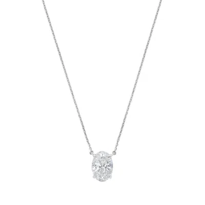 Diana M Jewels 14kt White Gold Lab Grown Oval East West Diamond Pendant Weighing 1.00 Ct In Metallic