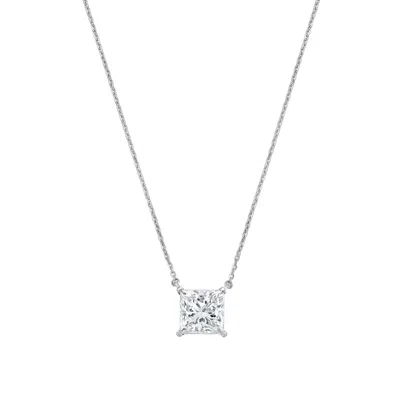 Diana M Jewels 14kt White Gold Lab Grown Princess Cut East West Diamond Pendant Weighing 8.00 Ct In Metallic
