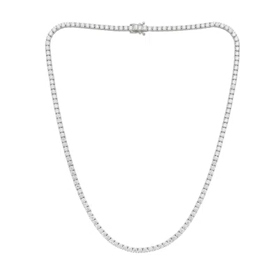 Diana M Jewels 14kt White Gold Lab Grown Round Diamond Tennis Necklace Weighing 15.50 Cts Tw In Metallic