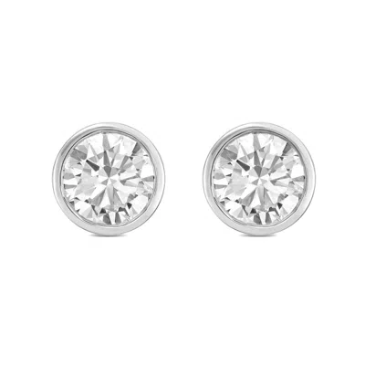 Diana M Jewels 14kt White Gold Lab Grown Round Studs In A Bezel Setting Weighing 12.00 Cts Tw In Metallic
