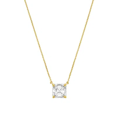 DIANA M JEWELS 14KT YELLOW GOLD LAB GROWN ASSCHER CUT EAST WEST DIAMOND PENDANT WEIGHING 12.00 CT