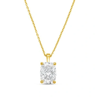 Diana M Jewels 14kt Yellow Gold Lab Grown Cushion Cut Diamond Pendant Weighing 12.00 Ct On A Solid Bail In Brown