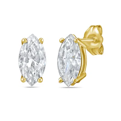 Diana M Jewels 14kt Yellow Gold Lab Grown Diamond Marquise Studs Weighing 10.00 Cts Tw