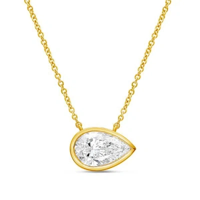 Diana M Jewels 14kt Yellow Gold Lab Grown East West Pear Shape Bezel Pendant Weighing 8.00 Ct In Burgundy