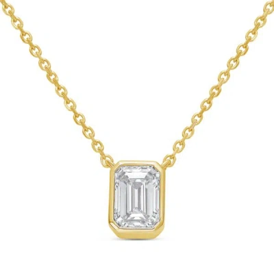 Diana M Jewels 14kt Yellow Gold Lab Grown East West Radiant Cut Bezel Pendant Weighing 12.00 Ct