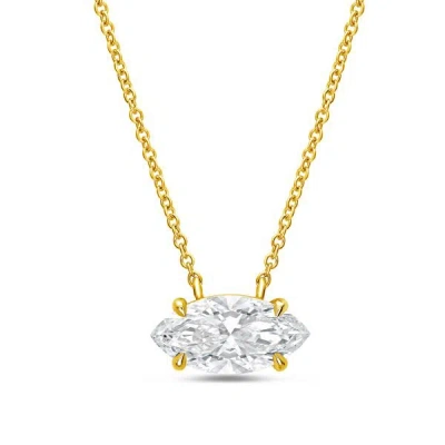 Diana M Jewels 14kt Yellow Gold Lab Grown Marquise East West Diamond Pendant Weighing 4.00 Ct In A Prong Setting In Multi