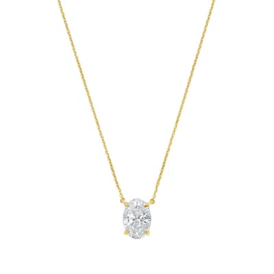 Diana M Jewels 14kt Yellow Gold Lab Grown Oval East West Diamond Pendant Weighing 15.00 Ct In Silver