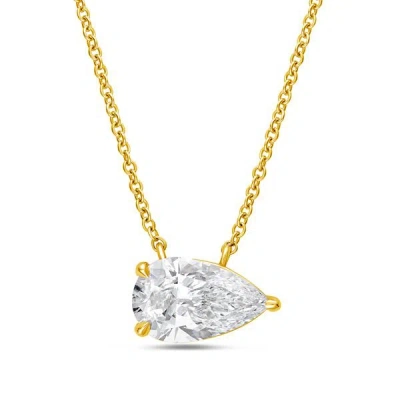 Diana M Jewels 14kt Yellow Gold Lab Grown Pear Shape East West Diamond Pendant Weighing 6.00 Ct In A Prong Setting In Burgundy