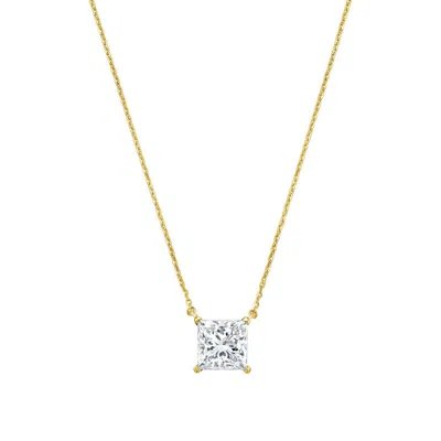 DIANA M JEWELS 14KT YELLOW GOLD LAB GROWN PRINCESS CUT EAST WEST DIAMOND PENDANT WEIGHING 10.00 CT