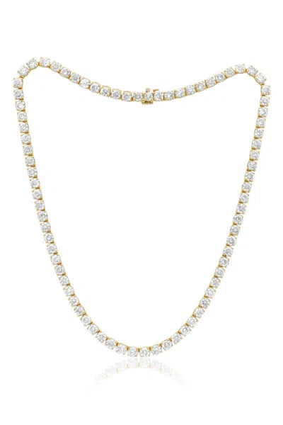 Diana M Jewels 14kt Yellow Gold Round Lab Grown Diamond Tennis Necklace Weighing 26.43 Cts Tw In Metallic