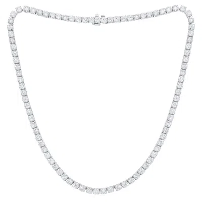 Pre-owned Diana M Jewels 18 Kt White Custom Gold 16.5" 4 Prong Classic Tennis Necklece 17.00cts Diamonds