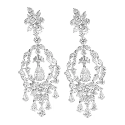 Pre-owned Diana M Jewels 18k White Gold Chandelier Earrings With Multishape Diamond