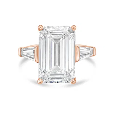 Diana M Jewels 18kt Rose Gold 5.00 Ct Tw Emerald Cut With Two Long Baguettes On The Side Engagement Ring (single Cl In Multi