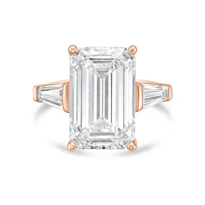 Diana M Jewels 18kt Rose Gold 8.00 Ct Tw Emerald Cut With Two Long Baguettes On The Side Engagement Ring (single Cl In Multi