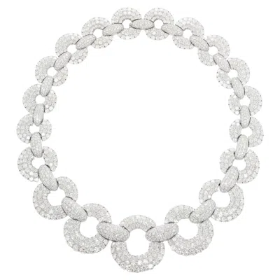 Pre-owned Diana M Jewels 18kt White Gold Fashion Necklace With Circle Pave Diamond & Round Cut Diamonds