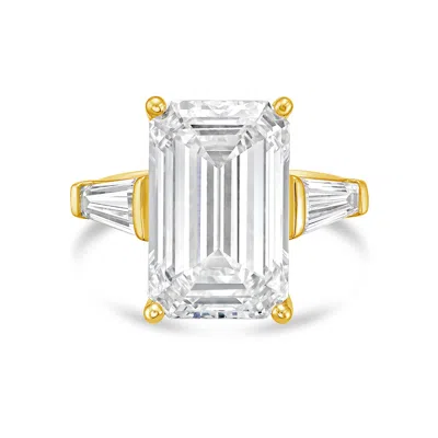 Diana M Jewels 18kt Yellow Gold 15.00 Ct Tw Emerald Cut With Two Long Baguettes On The Side Engagement Ring (single In Multi
