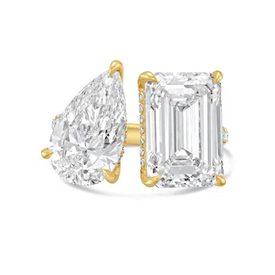 Diana M Jewels 18kt Yellow Gold 2 Stone Lab Grown Diamond Fashion Ring Weighing 6.00 Cts Tw In Metallic