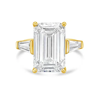 Diana M Jewels 18kt Yellow Gold 5.00 Ct Tw Emerald Cut With Two Long Baguettes On The Side Engagement Ring (single  In Multi