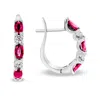 Diana M Jewels 2.00ctw Diamond And Ruby Hoop Earrings In 14k White Gold In White