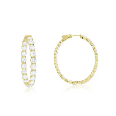 Diana M Jewels 21cts 18kt Yellow Gold Lab Grown Inside-out Diamond Hoop Earrings 21.00cts Of Round, Oval Shape Diam