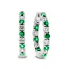 Diana M Jewels 3.58ctw Diamond And Emerald Hoop In 14k White Gold In White