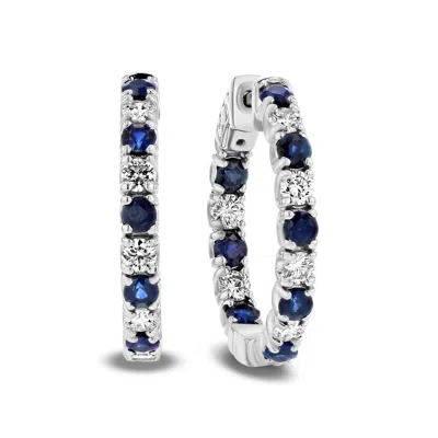 Diana M Jewels 3.58ctw Diamond And Sapphire Hoop In 14k Gold In White