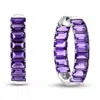 Diana M Jewels 6.20ctw Emerald Cut Amethyst Hoop Earrings In 14k White Gold