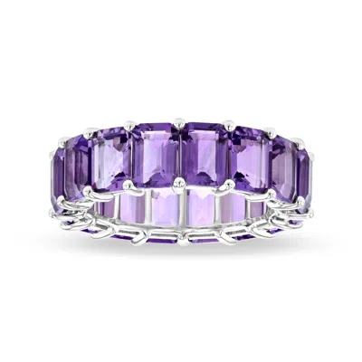 Diana M Jewels 8.55ctw Amethyst Emerald Cut Eternity Ring In 14k White Gold
