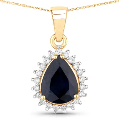 Diana M Jewels Blue Sapphire Pears 9x7mm - 1pc + White Diamond F/c Round 1.30mm( Si-2/hi ) - 21pcs ( White Pen Rhod In Gold