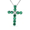 Diana M Jewels Diamond And Emerald Cross In 14k Gold