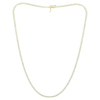 Pre-owned Diana M Jewels Diana M 14 Kt Yellow Gold 7.40 Cts Diamond Straight Line Tennis Necklace