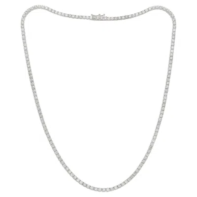 Pre-owned Diana M Jewels Diana M. 14k White Gold Diamond Straight Line Tennis Necklace, 12.90 Carats