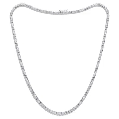 Pre-owned Diana M Jewels Diana M. 14k White Gold Diamond Straight Line Tennis Necklace, 12.90ct