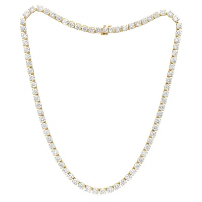 Pre-owned Diana M Jewels Diana M 14k Yellow Gold 12.00 Ct Diamond Straight Line Tennis Necklace