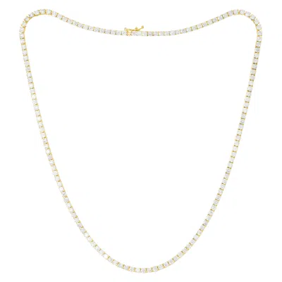 Pre-owned Diana M Jewels Diana M. 14k Yellow Gold Diamond Straight Line Tennis Necklace, 8.10 Carats