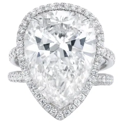 Pre-owned Diana M Jewels Diana M. 15.01 Carat F-si2 Pear Shaped Diamond Ring In Multi