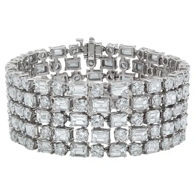 Pre-owned Diana M Jewels Diana M. 18kt White Gold Bracelet Featuring 50.00 Cts Of Emerald Cut And Round